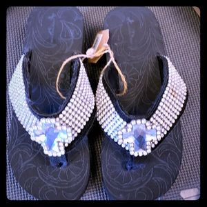Rhinestone Cross flip flops